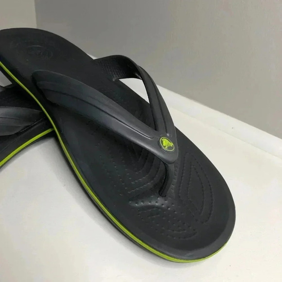 Crocs Crocband Flip Grey Lime Green - Picture 4 of 10